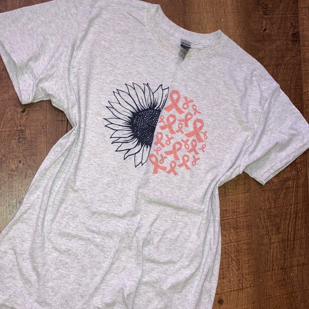Sunflower breast cancer awareness tee